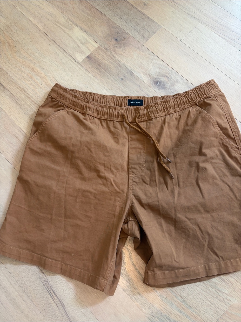 Brixton Caramel Brown Cotton Drawstring Shorts